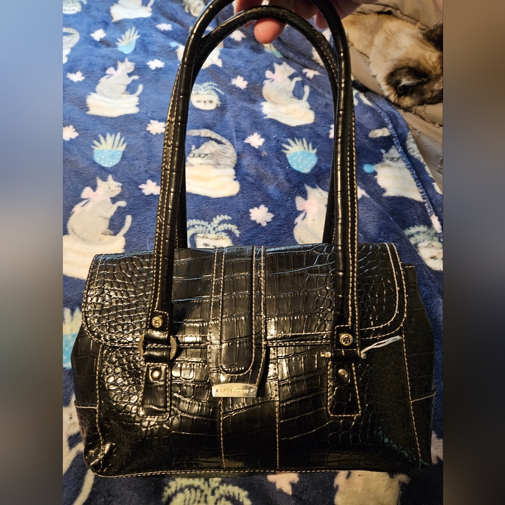 SALE ** Liz Claiborne Black Crocodile-Embossed Hand Bag
